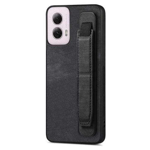 Funda de Cuero con Correa para la Muñeca Motorola Moto G Power 5G (2024) (Negro)