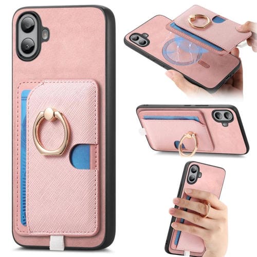 Estuche para Teléfono cmf Phone 1 Retro Cross Cuero con Anillo y Magsafe (Rosa)