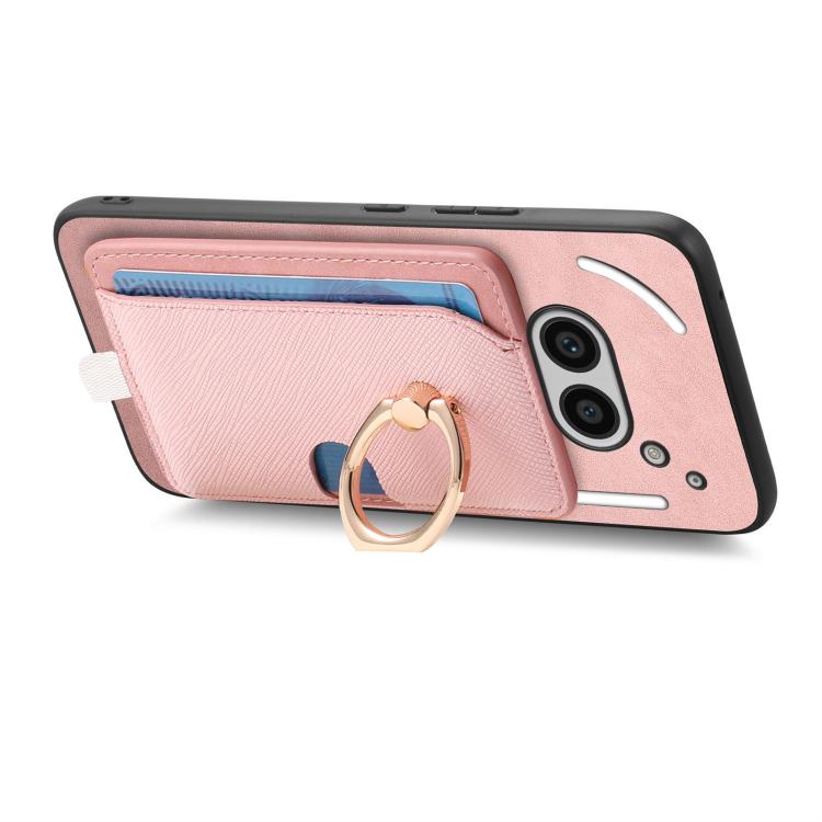 Estuche para Teléfono cmf Phone 1 Retro Cross Cuero con Anillo y Magsafe (Rosa)