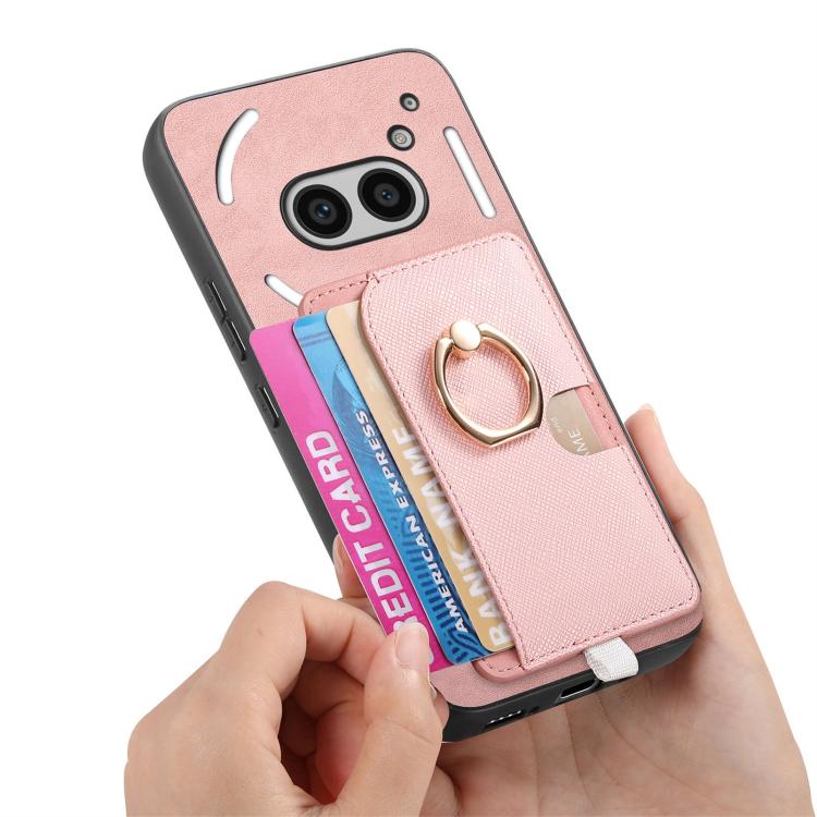 Estuche para Teléfono cmf Phone 1 Retro Cross Cuero con Anillo y Magsafe (Rosa)