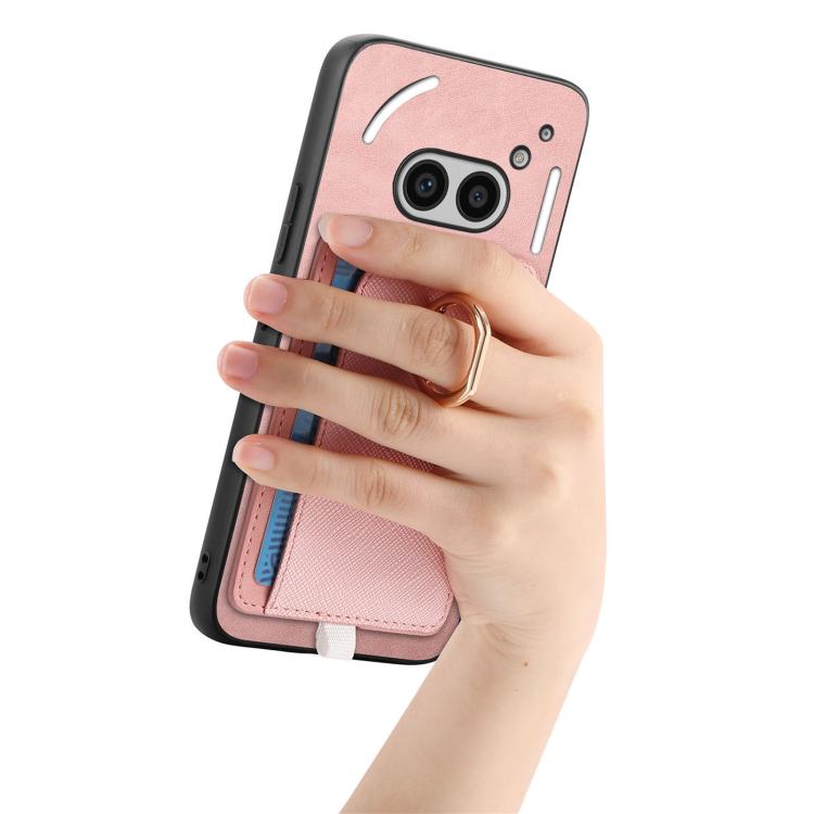 Estuche para Teléfono cmf Phone 1 Retro Cross Cuero con Anillo y Magsafe (Rosa)