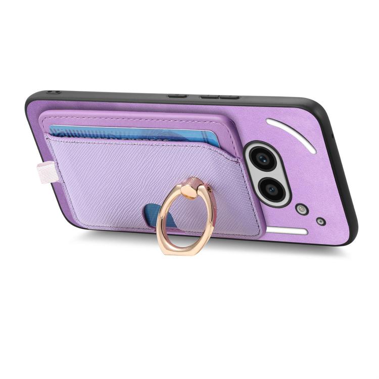 Estuche para Teléfono cmf Phone 1 Retro Cross Cuero con Anillo y Tarjetas Magsafe (Morado)