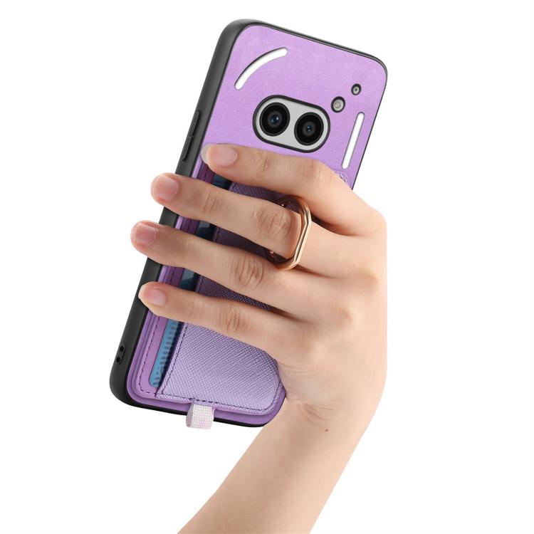 Estuche para Teléfono cmf Phone 1 Retro Cross Cuero con Anillo y Tarjetas Magsafe (Morado)