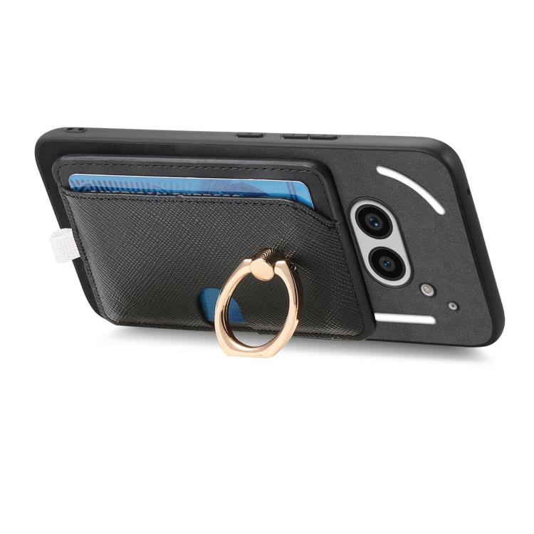 Estuche para Teléfono cmf Phone 1 Retro Cross Cuero con Anillo y Tarjetas (Negro)