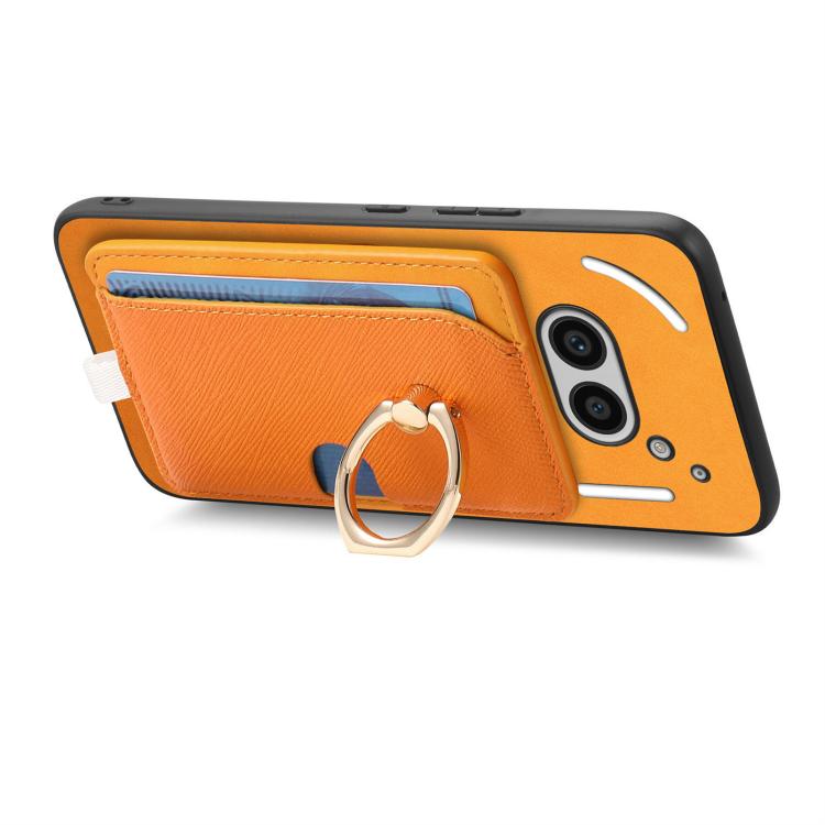 Estuche para Teléfono 2A con Ranuras para Tarjetas y Diseño Retro de Cruz de Cuero (Amarillo)