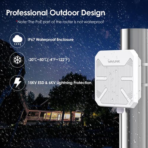Repetidor de Banda Dual Ax3000 para Exteriores Wavlink WN573HP3 con Antena Direccional Incorporada 12 dBi Enchufe de EE.UU
