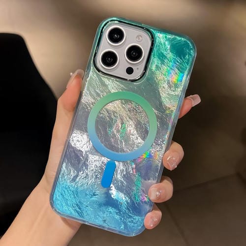 Funda para Teléfono Magsafe iPhone 13 Pro Textura Glaciar Degradado (Azul Plateado)