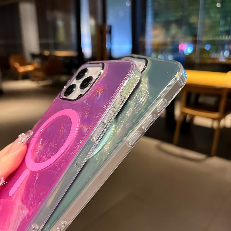 Funda para Teléfono Magsafe iPhone 12 Textura Glaciar Degradado (Verde)