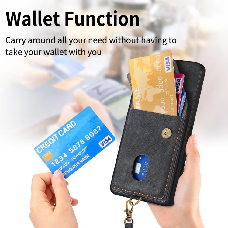 Funda plegable de cuero con correa para Huawei Pura 70, estilo retro, con tarjetero (marrón)