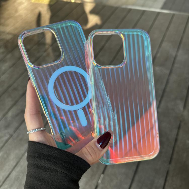 Funda para Teléfono Magsafe iPhone 15 Pro Max Textura Grabada con Láser (Rayas Verticales)