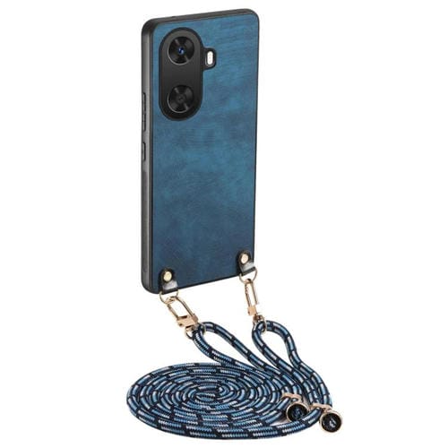 Funda de Cuero Vintage para Huawei Enjoy 60 con Correa Cruzada (Azul)