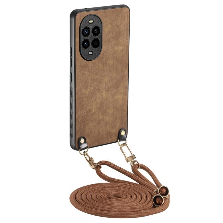 Funda Cuero Vintage Huawei Nova 13 Pro con Parte Trasera Policarbonato y Correa Cruzada (Marrón)