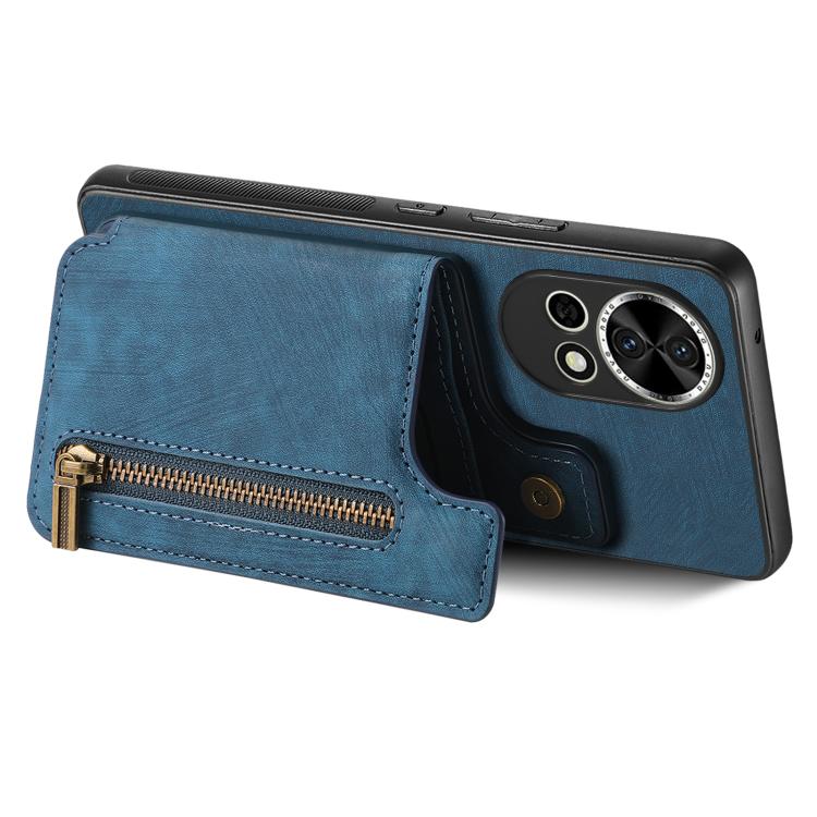 Funda de Cuero Retro con Cremallera para Huawei Nova 10 (Azul)