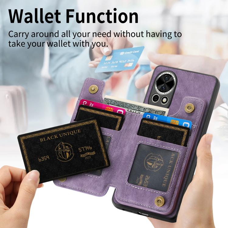 Funda de Cuero Estilo Retro con Cremallera para Huawei P60 (Marrón)
