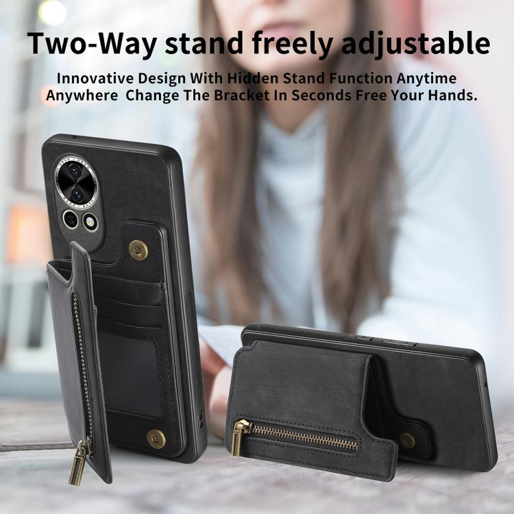 Funda de Cuero Retro con Cremallera para Huawei Nova 10 (Azul)
