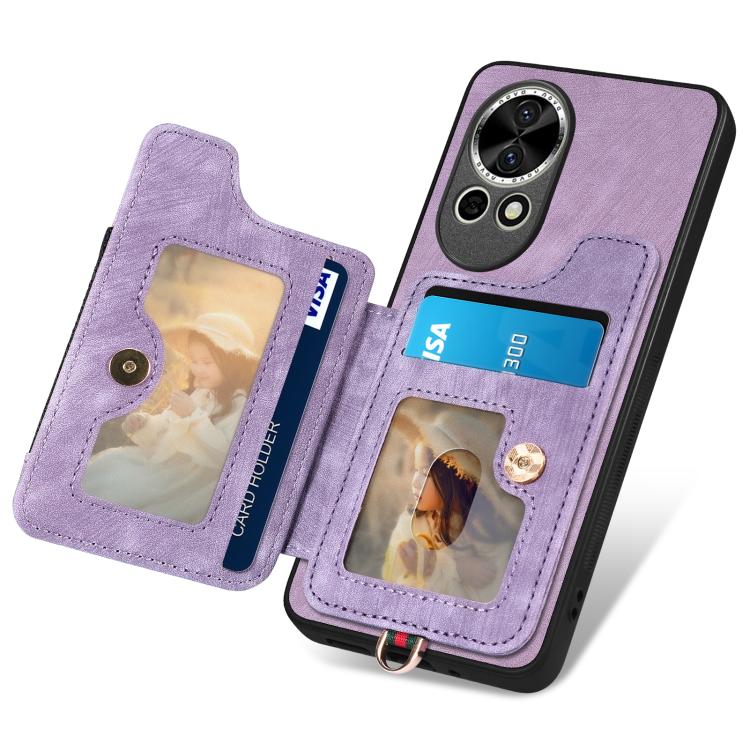Funda para Teléfono Huawei Enjoy 60 con Billetera MultiTarjeta y Anillo (Morado)
