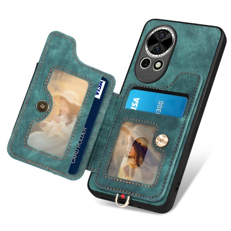 Funda para Teléfono Huawei Nova 10 Se con Billetera MultiTarjeta y Anillo (Verde)