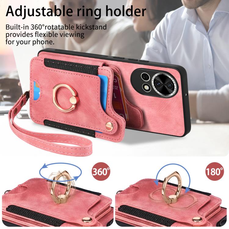 Funda para Teléfono Huawei Nova 11 con Billetera MultiTarjeta y Anillo (Verde)