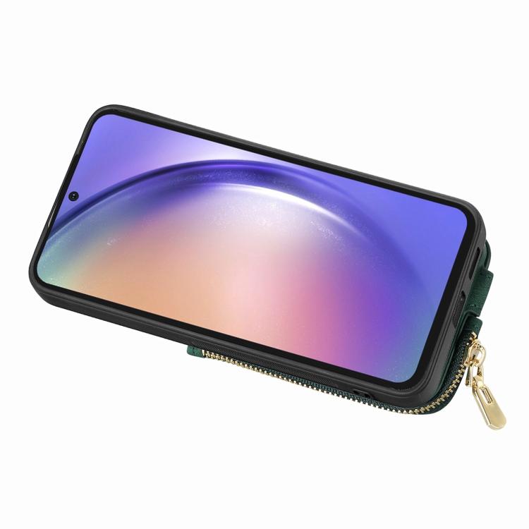 Funda para Teléfono Huawei Nova 13 con Cremallera Vertical y Anillo de Cuero (Verde)