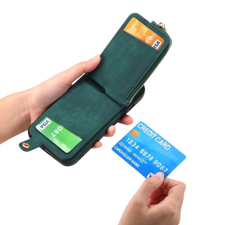 Funda para Teléfono Huawei Nova 13 con Cremallera Vertical y Anillo de Cuero (Verde)