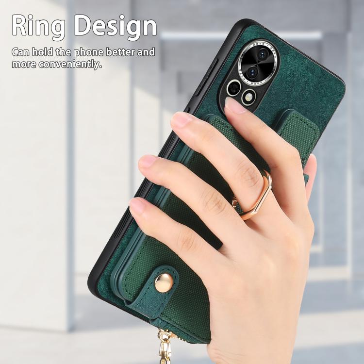 Funda para Teléfono Huawei Nova 10 Pro con Cremallera Vertical y Anillo de Cuero (Azul)