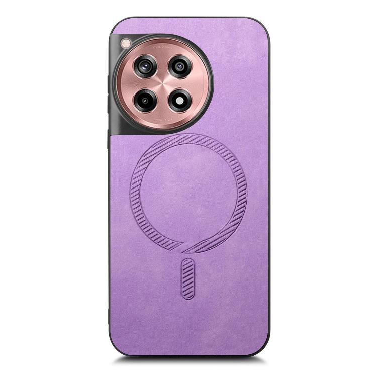 Funda Trasera PU Magsafe Retro Color Sólido para OnePlus Ace 3/12R 5G (Púrpura)