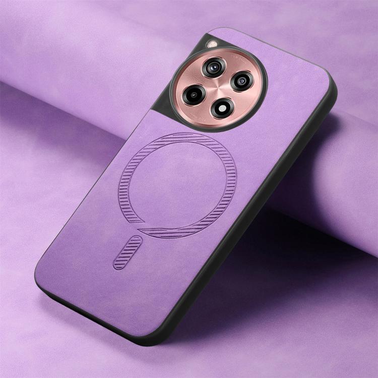 Funda Trasera PU Magsafe Retro Color Sólido para OnePlus Ace 3/12R 5G (Púrpura)