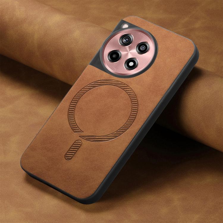 Funda Trasera PU Magsafe Retro para OnePlus Ace 3/12R 5G (Marrón)
