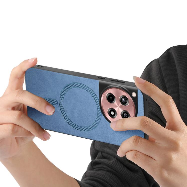 Funda Trasera PU Magsafe Retro para OnePlus Ace 3/12R 5G (Azul)