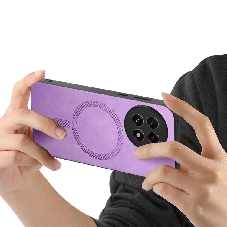Funda Trasera PU Magsafe Retro para OnePlus 13 (Morado) Color Sólido