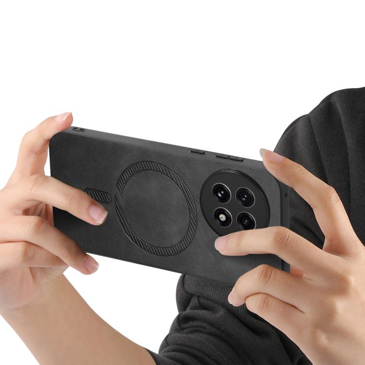 Funda para Teléfono OnePlus Ace 5/5 Pro con Tapa Trasera de PU Magsafe (Negra)