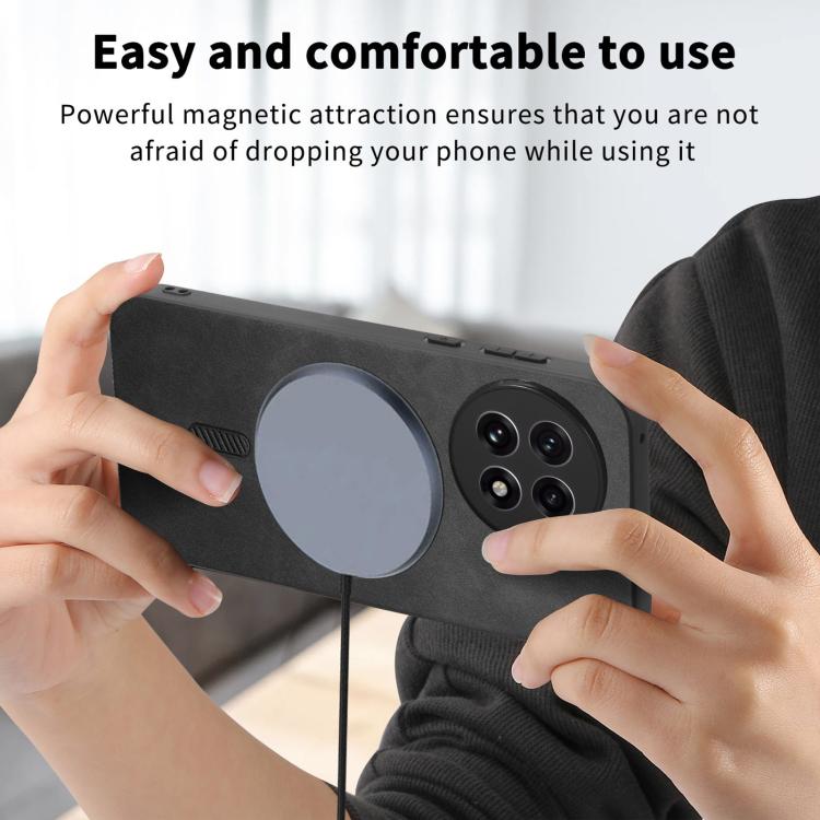 Funda Trasera PU Magsafe para OnePlus Ace 3/12R 5G (Amarilla) Color Sólido Retro