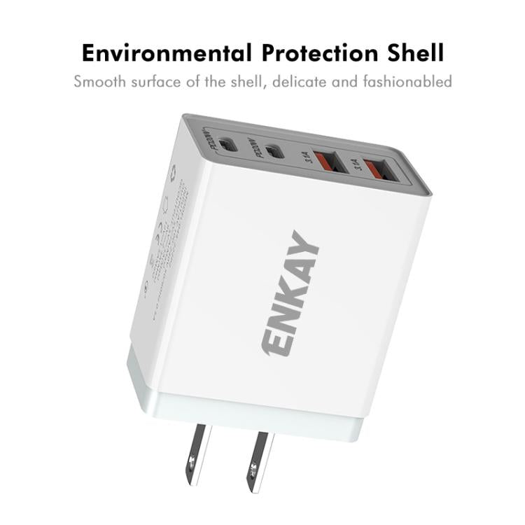 Cargador rápido Enkay FC-002 55 W con 2 puertos USB-A y 2 puertos USB-C (Reino Unido)