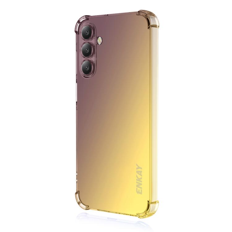 Funda ENKAY Hat-Prince de TPU con degradado y airbag para Samsung Galaxy A17 (morado y dorado)