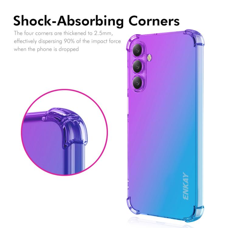 Funda ENKAY Hat-Prince de TPU con degradado y airbag para Samsung Galaxy A17 (morado y azul)