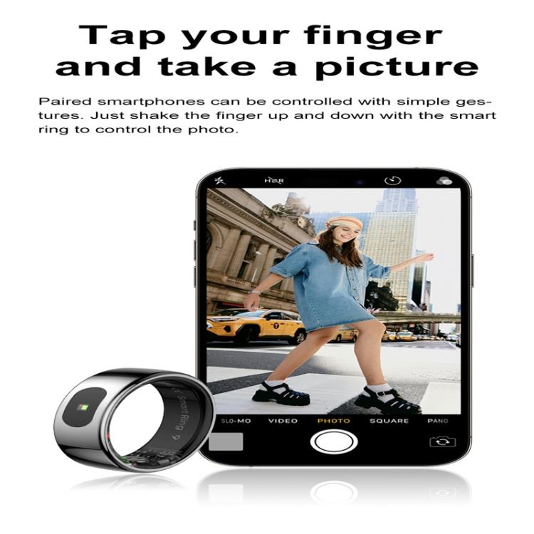 Anillo Inteligente R08 Tamaño 8 Compatible Frecuencia Cardíaca Oxígeno Sueño Modos Deportivos (Dorado)