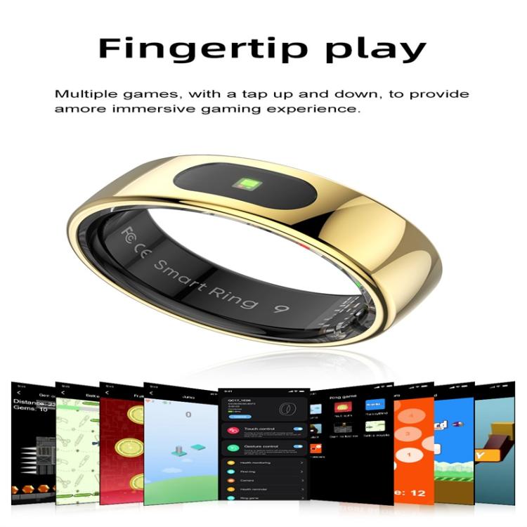 Anillo Inteligente R08 Tamaño 8 Compatible Frecuencia Cardíaca Oxígeno Sueño Modos Deportivos (Dorado)