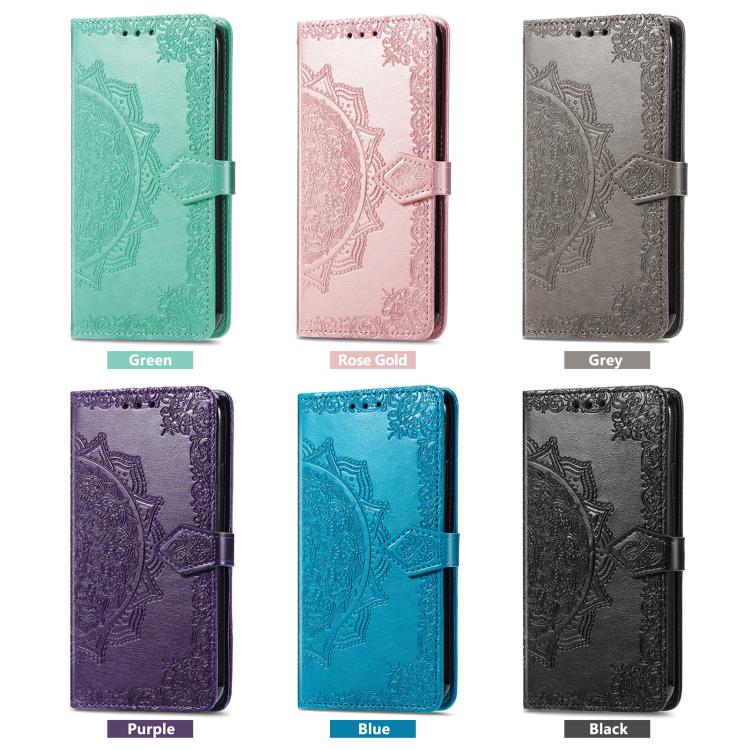 Funda de Cuero con Relieve de Flor de Mandala para iPhone 16E (Oro Rosa)