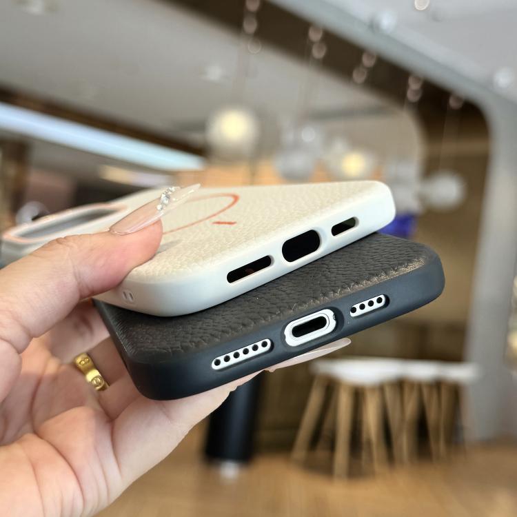 Funda TPU iPhone 12 Diseño Grano de Lichi Anillo Magsafe (Morado)