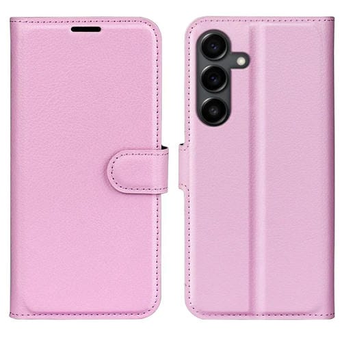 Funda de cuero con tapa horizontal y soporte para Samsung Galaxy S25 FE 5G con textura de lichi (rosa)