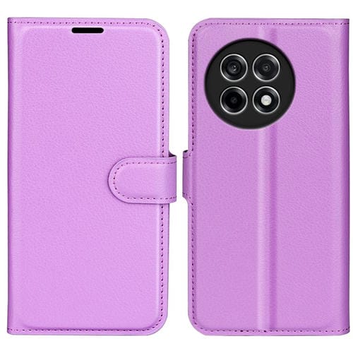 Funda de Cuero con Tapa Horizontal y Textura de Lichi para OnePlus Ace 5 Pro con Soporte (Morado)