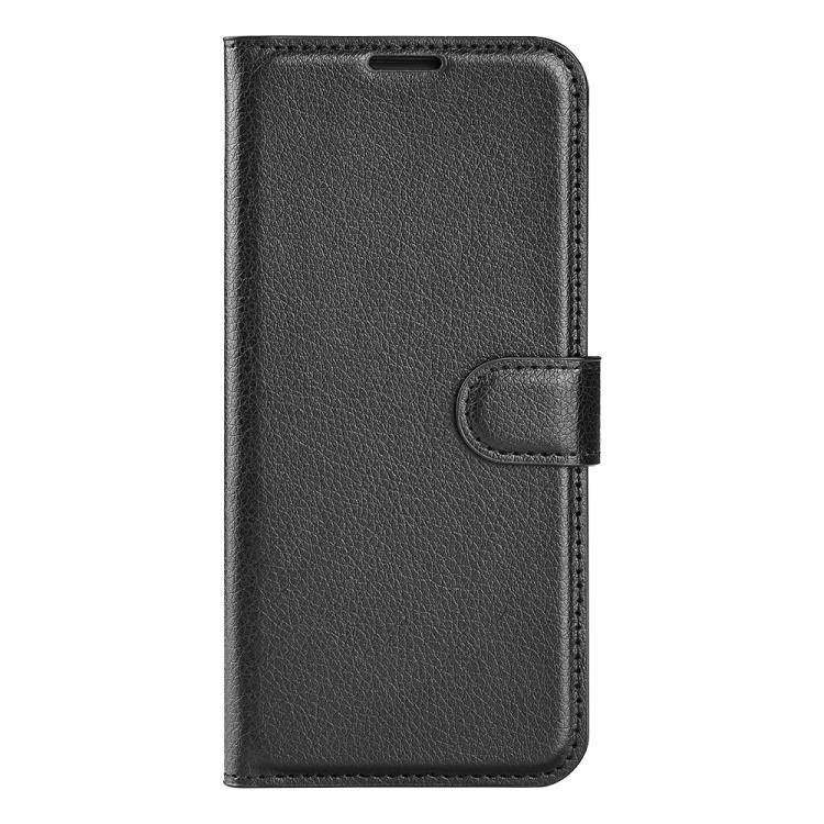 Funda de Cuero OnePlus Nord 4 con Tapa Horizontal Textura de Lichi y Soporte (Negro)
