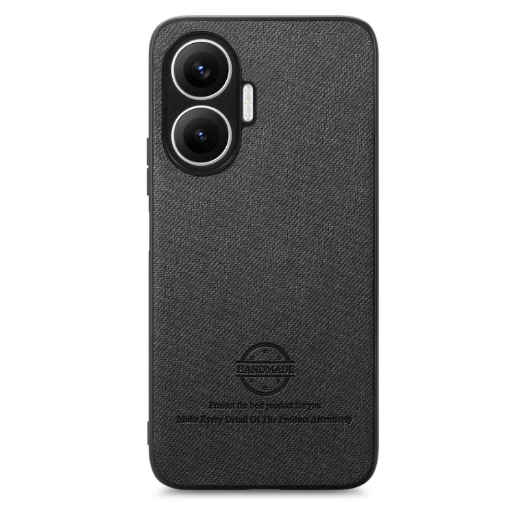 Funda trasera de piel y sarga para Redmi Turbo 4 Pro (negra)