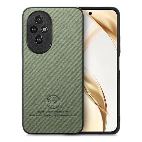 Funda para Teléfono Honor 200 con Parte Trasera de Piel y Tejido de Sarga (Verde)