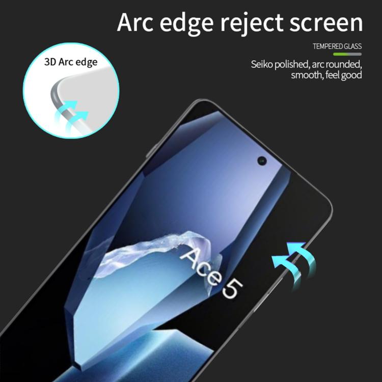 Película de Vidrio Templado Mofi 9H 3D para Pantalla Curva OnePlus Ace 5 y Ace 5 Pro (Negro)