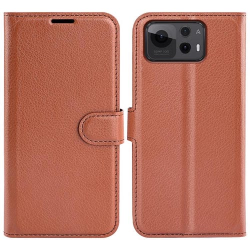 Funda de Cuero con Tapa Horizontal y Textura de Lichi para Asus Zenfone 12 Ultra (Marrón)