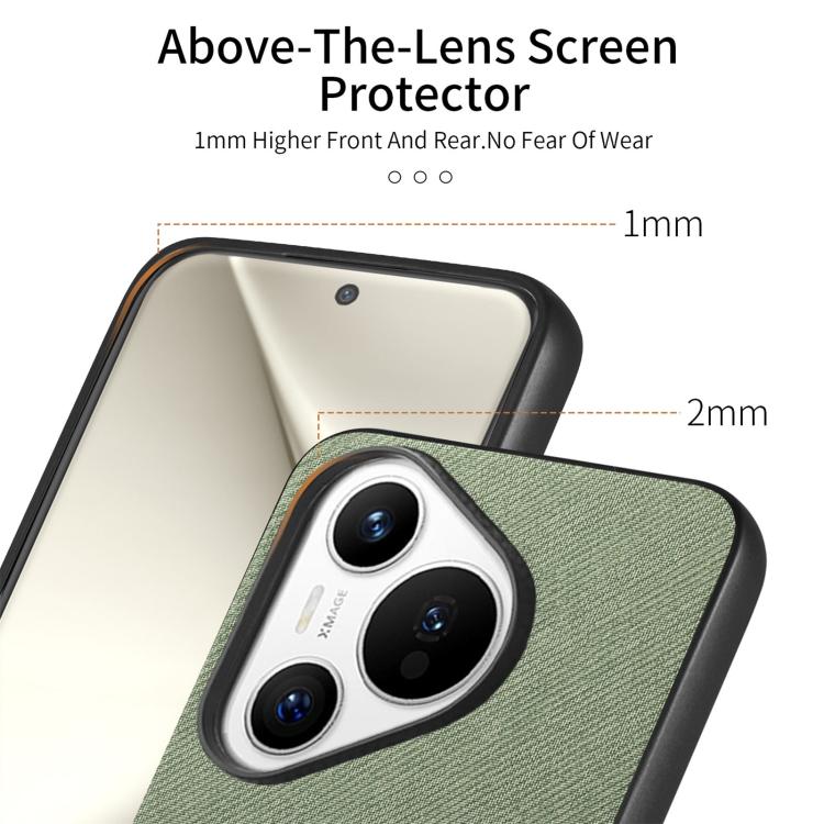 Funda de Piel de Sarga con Parte Trasera de Cuero para Huawei Pura 70 Ultra (Verde)