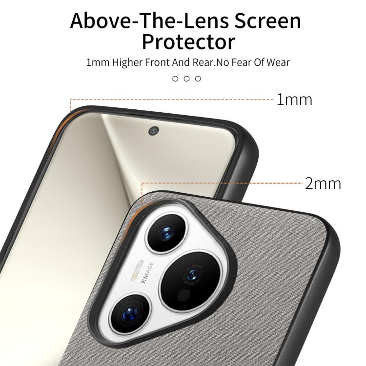 Funda de Piel de Sarga con Parte Trasera de Cuero para Huawei Pura 70 Ultra (Gris)