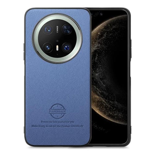 Funda de Piel de Sarga con Parte Trasera de Cuero para Huawei Mate 70 (Azul)