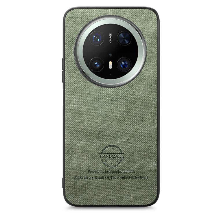 Funda de Piel de Sarga con Parte Trasera de Cuero para Huawei Mate 70 (Verde)